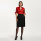 Satin Collared Blouse with Sheer Stripe Sleeves and Bow Tie Cuffs