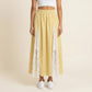 Gingham Maxi Skirt Lace Panel High Waist A Line Flowy Lightweight Casual Skirt