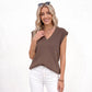 V Neck Sweater Vest Sleeveless Textured Knit Pullover Top
