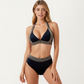 2-Piece High Waisted Bikini Set with Halter Top and Textured Trim Detail