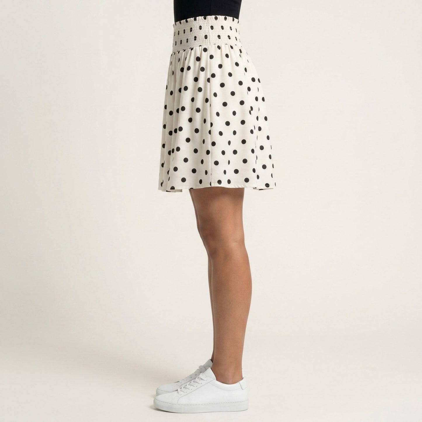 Polka Dot A Line Skirt Smocked High Waist Flowy Lightweight Casual Mini Skirt