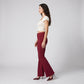 High Rise Flare Pants Button Front Stretch Wide Leg Hem Pants