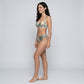 2-Piece Tropical Print Bikini Swimsuit with Wrap Front Bralette Top Side Tie Bottoms and Smooth Stretch Fit