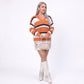 Plus Size Colorblock Striped V Neck Sweater
