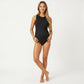 Maternity One-Piece Swimsuit with Sleeveless Design and Side Ruched Detail