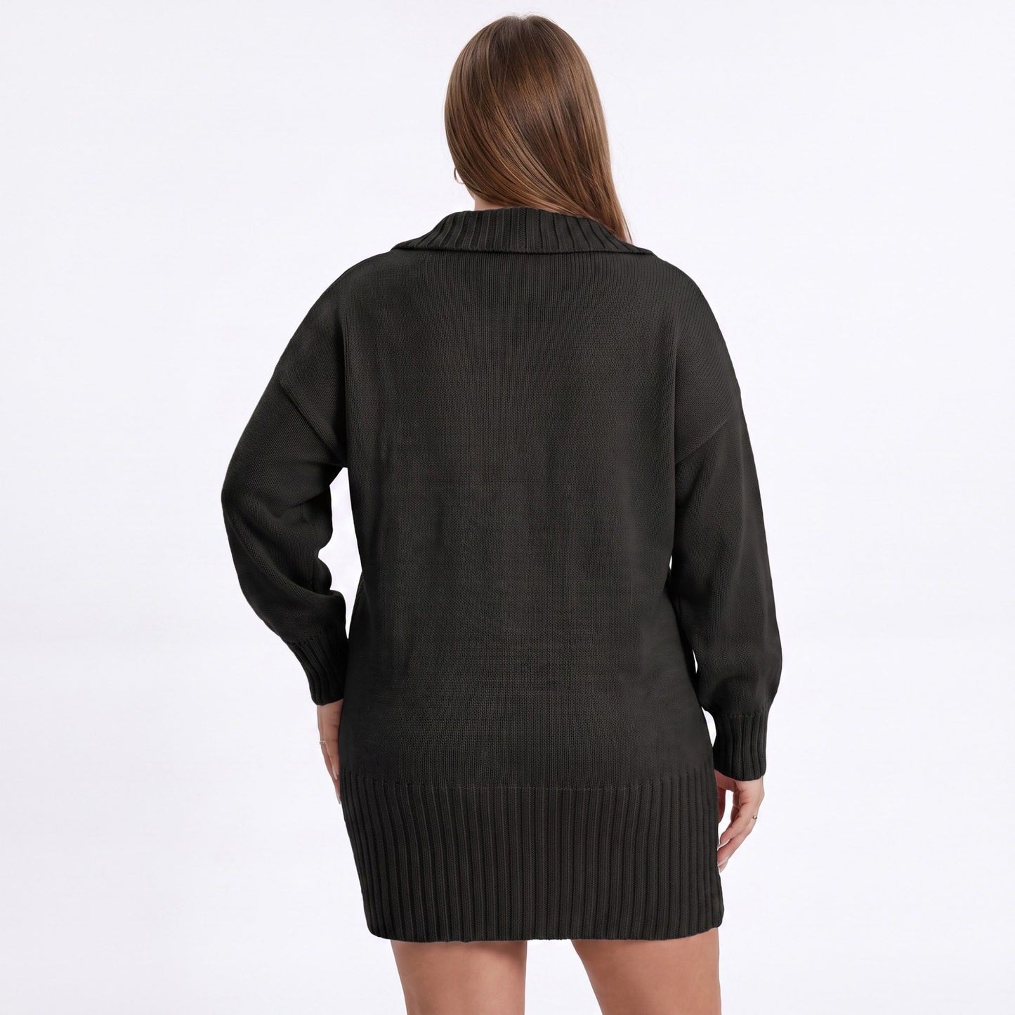 Plus Size Floral Collared Sweater Dress