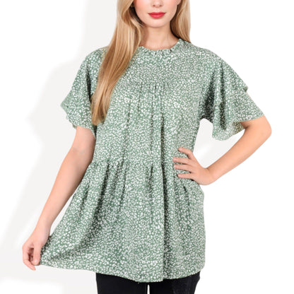 Babydoll Blouse with Ruffled Hem and Loose Fit