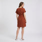 Maternity Short Sleeve Dress with Tie Waist and Relaxed A-Line Fit