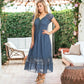 Lace Cap Sleeve Maxi Dress with Flared Hem