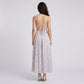 Floral Print Smocked Bodice Maxi Dress with Tie Front Sweetheart Neckline Slim Straps and Flowy Skirt