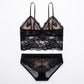 Floral Lace Longline Bralette and Matching Panty Two Piece Lingerie Set
