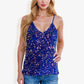 Sequined Spaghetti Strap V-Neck Camisole Top Party Night Out