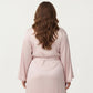 Plus Size 2-Piece Satin Nightgown Set with Long Sleeve Open Front Robe Sleeveless Slip Dress Sleepwear