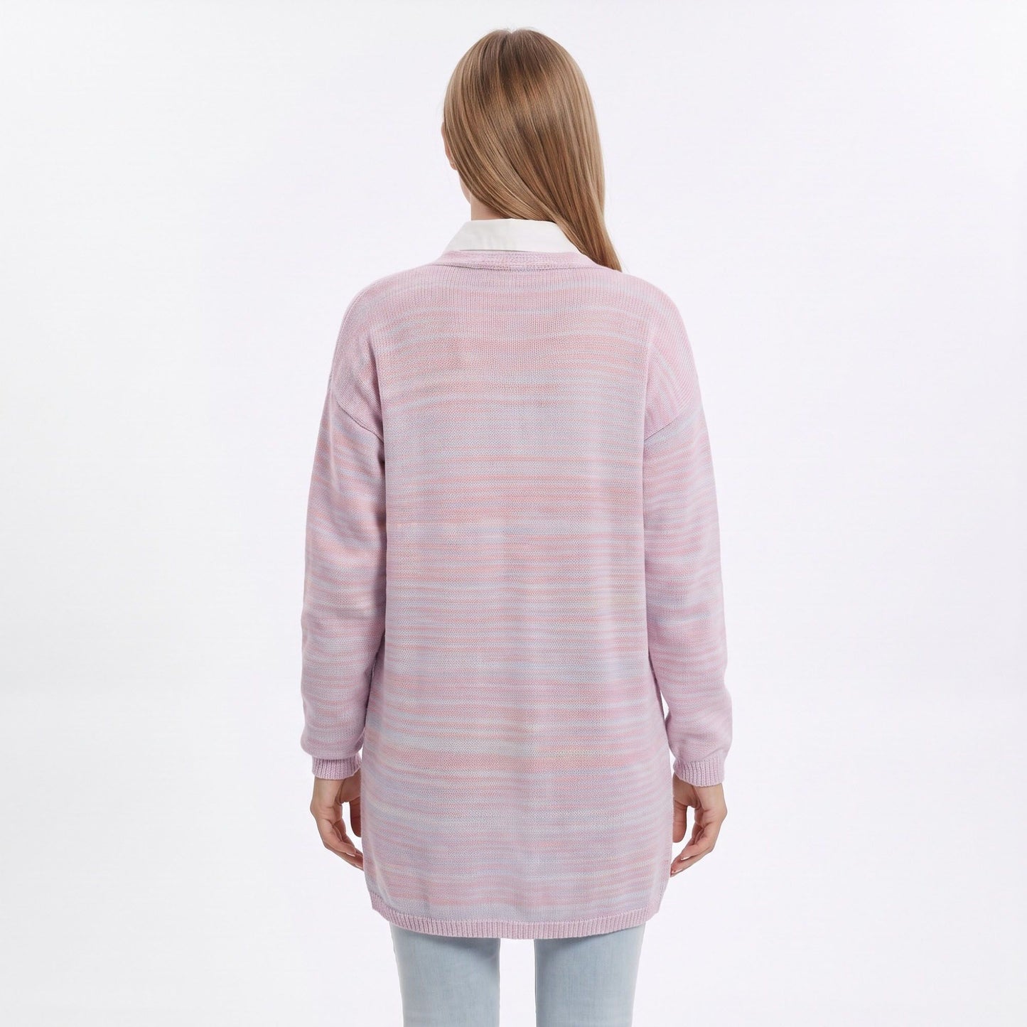 Long Open Front Knit Cardigan with Drop Shoulders