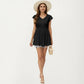 Eyelet Babydoll Top with V-Neckline Button Front and Flutter Sleeves