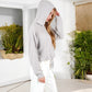 Drawstring Hem Ribbed Hoodie with Long Sleeves Relaxed Fit