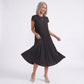 Crew Neck Short Sleeve Accordion Pleated Midi Dress