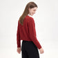 Cropped Crewneck Button-Front Cardigan Sweater