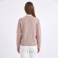 Pointelle Sleeve Mock Neck Sweater with Shoulder Buttons