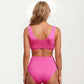 Tie-Front Maternity Bikini Set with High-Waisted Bottoms and Ribbed Texture