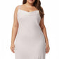 Plus Size Satin Slip Nightgown with Adjustable Spaghetti Straps Midi Length Relaxed Fit Sleepwear Dress