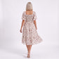 Floral Square Neck Smocked Bodice Tiered Midi Dress