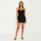 Maternity Halter Swim Romper with Twist Front Detail and Shorts