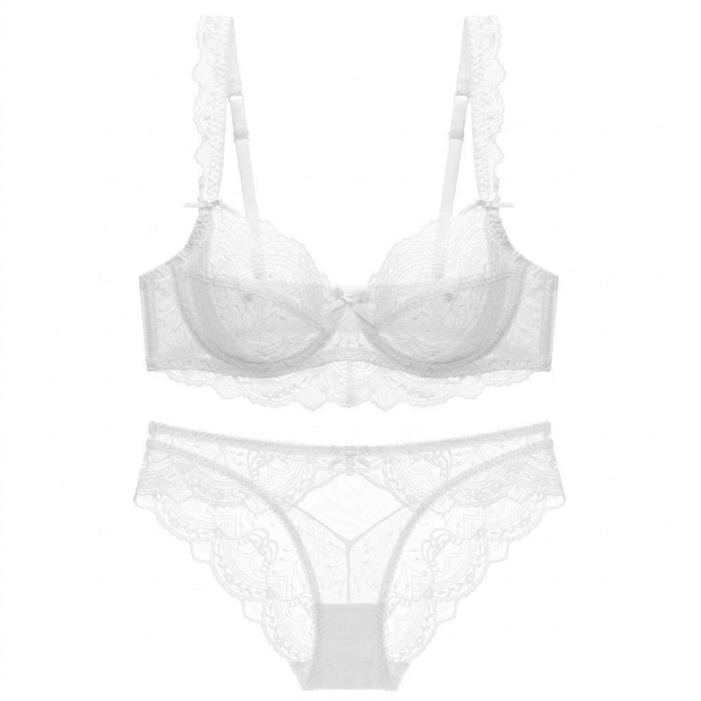 2 Piece Floral Lace Underwire Bra and Panty Lingerie Set