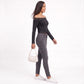 Off-the-Shoulder Lace Trim Long Sleeve Crop Top