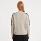 Leopard Shoulder Panel Crewneck Long Sleeve Knit Sweater