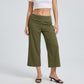 Foldover Waistband Cropped Wide-Leg Trousers