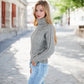 Long Sleeve Cable Knit Turtleneck Sweater