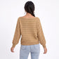 Boat Neck Cable Knit Long Sleeve Pullover Sweater