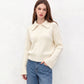 Cable Knit Collared Sweater with Flared Cuffs