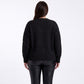 Plus Size Floral Applique Textured Crewneck Sweater