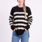 Oversized Striped Crewneck Side Slit Tunic Sweater