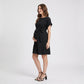 Maternity Short Sleeve Dress with Tie Waist and Relaxed A-Line Fit