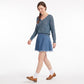 V-Neck Chevron Pointelle Knit Long Sleeve Sweater