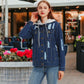 Detachable Hoodie Denim Distressed Jean Jacket