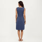 Sleeveless V Neck Midi Dress with Front Twist Detail and Flowy A Line Silhouette