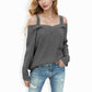 Long Sleeve Cold Shoulder Knit Pullover Sweater