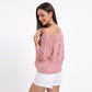 Open Stitch Knit Sweater One Shoulder Geometric Long Sleeve Top