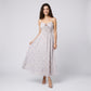Floral Print Smocked Bodice Maxi Dress with Tie Front Sweetheart Neckline Slim Straps and Flowy Skirt