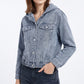 Hooded Denim Jacket Button Front Washed Casual Jean Jacket With Pockets