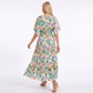 Abstract Floral V Neck Tiered Maxi Dress