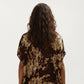 Abstract Print Maxi Kaftan Dress with Contrast Trim and Relaxed Flowy Silhouette