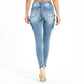 Mid Rise Cargo Skinny Jeans with Utility Pockets and Zipper Details