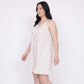Floral Lace Yoke Mini Nightgown Spaghetti Strap Tie Front Ruffle Hem Sleep Dress