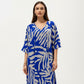 Tropical Leaf Print Kaftan Maxi Dress with V-Neckline and Flowy Oversized Silhouette