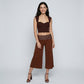 Polka Dot Contrast Waistband Cropped Wide-Leg Trousers